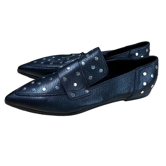 AGL NWOB Ines Studded Loafer Black Women's Size 42 (US 12) Pointed Toe Flats - Picture 5 of 9